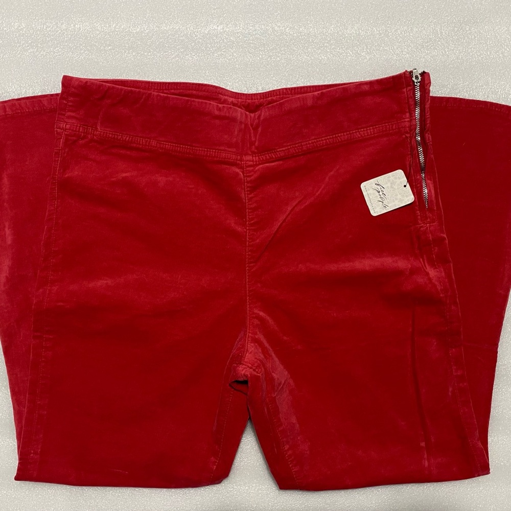 Free People Red Velvet Cropped  Pants Size L